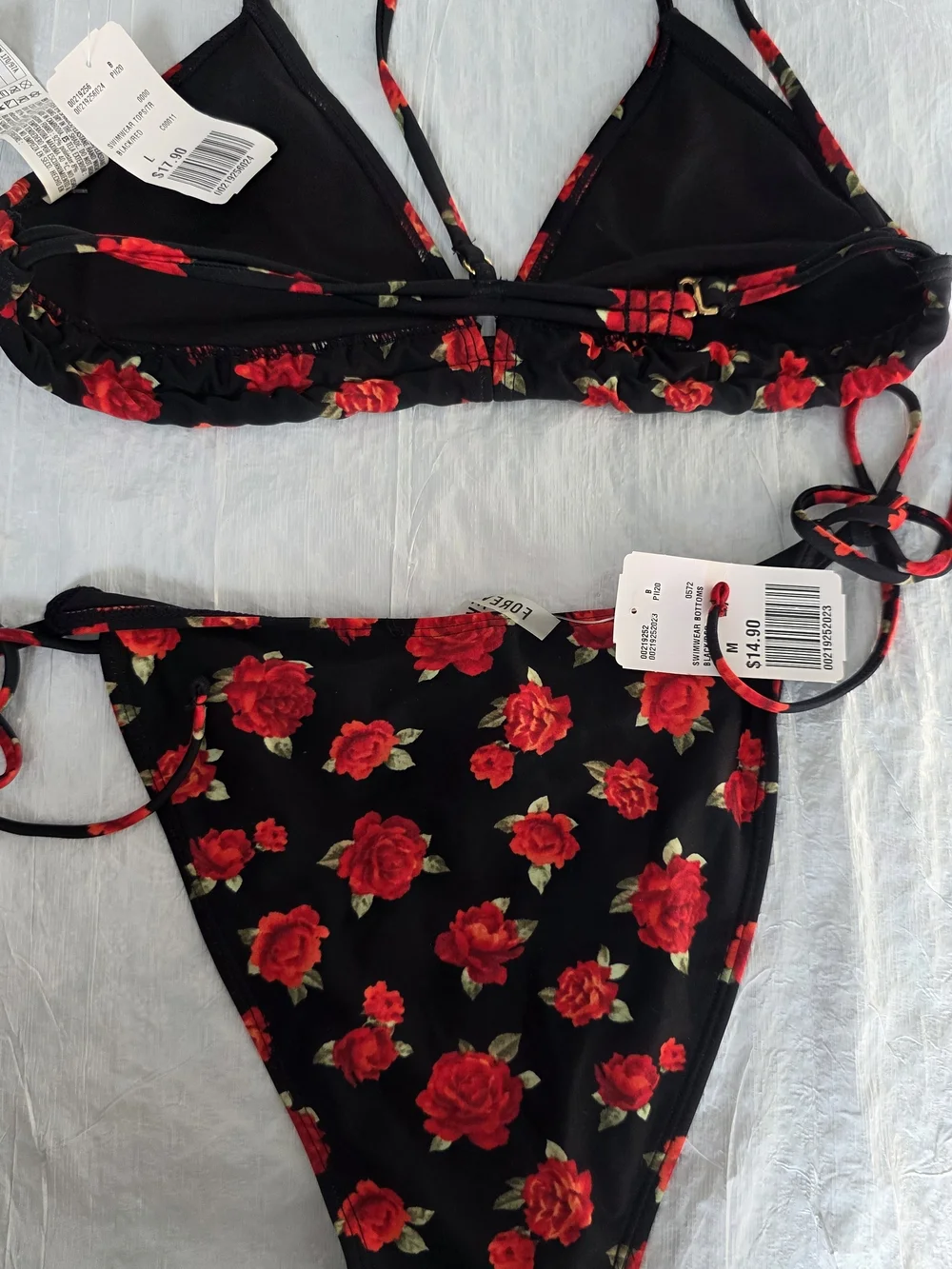 NWT Forever 21 Floral String Bikini Set in Red Rose - Top L Btm M